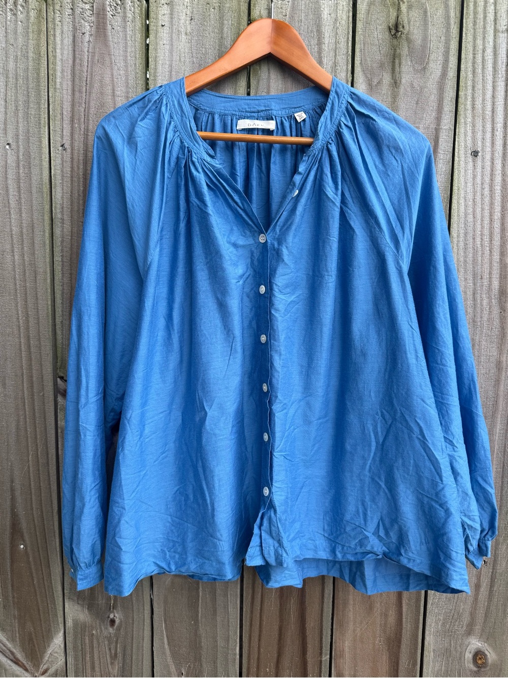 DÔEN Julienne Top- Santorini Blue - 80% Cotton, 20% Silk